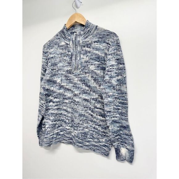 Draper & Damon’s Knit Sweater Mock Neck Pullover Silver Blue Long Sleeve - Picture 3 of 9